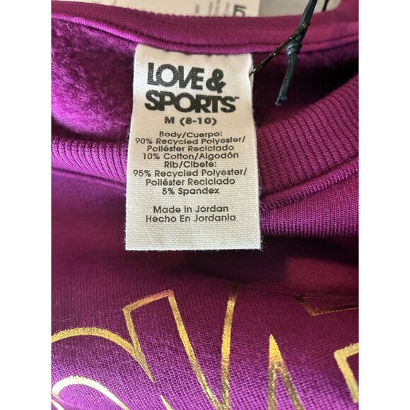 Love & Sports Womens M Sweatshirt Pullover Purple Graphic Crewneck Casual - Picture 6 of 7